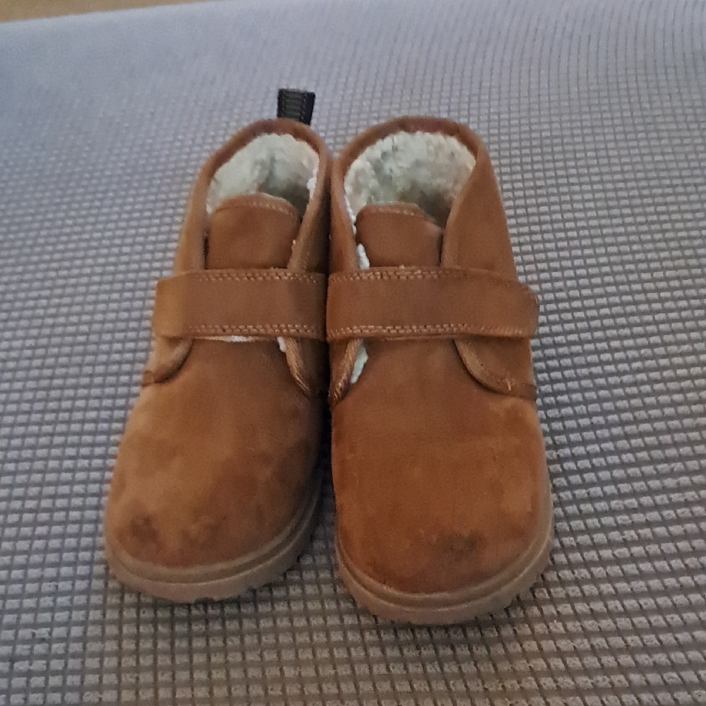 Cat & Jack Brown Ankle Boots with Velcro Strap